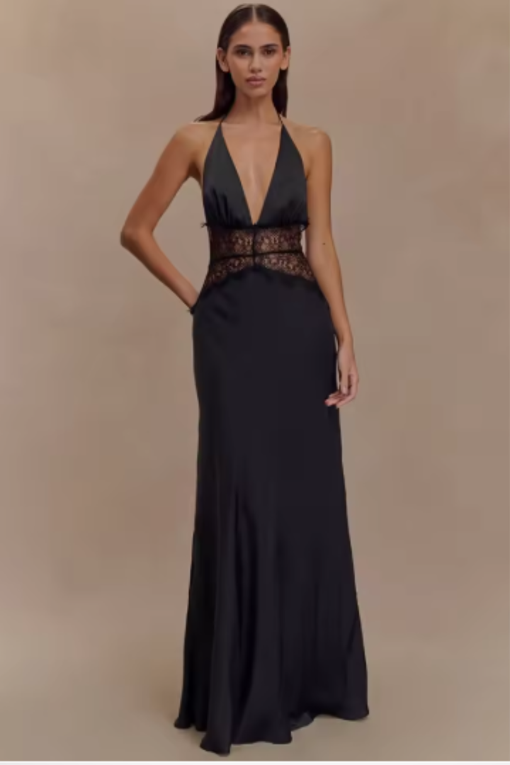 Siopie Women's Backless Halter Neck Maxi Dress