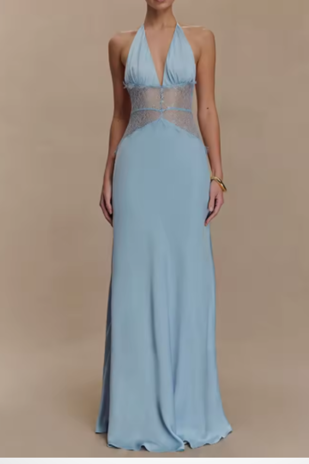 Siopie Women's Backless Halter Neck Maxi Dress