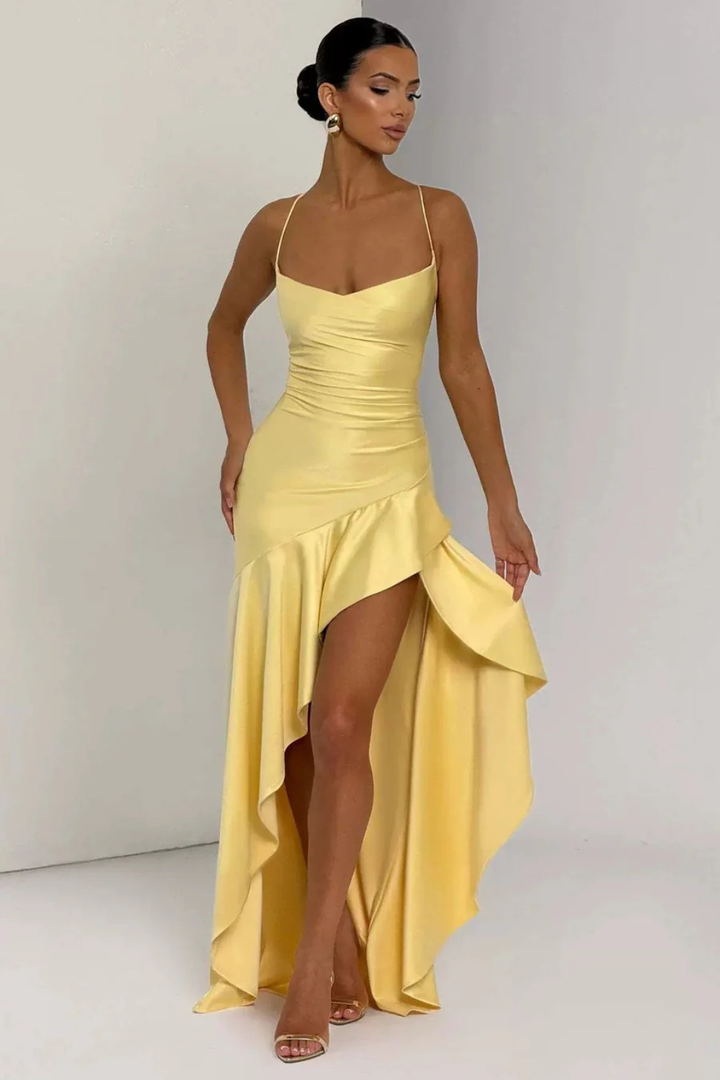 Womens Maxi Dress Satin Slip Cowl Neck