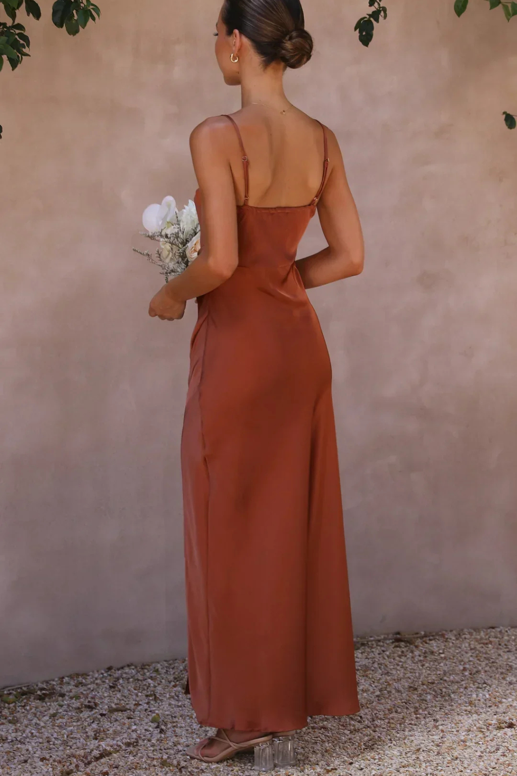 Womens Midi Dress Satin Square Neck