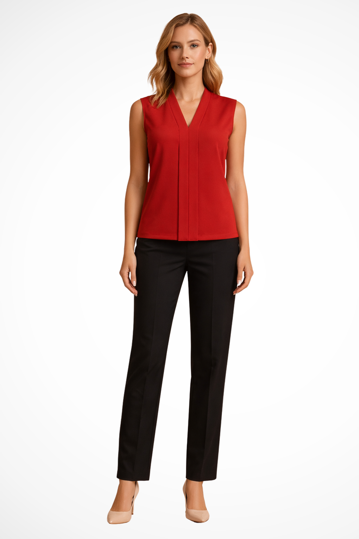 Siopie Women's Sleeveless V Neck Blouse in Red