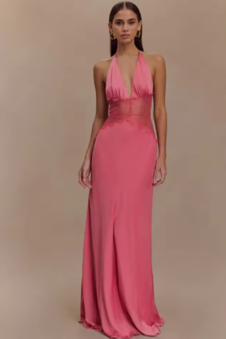 Siopie Women's Backless Halter Neck Maxi Dress