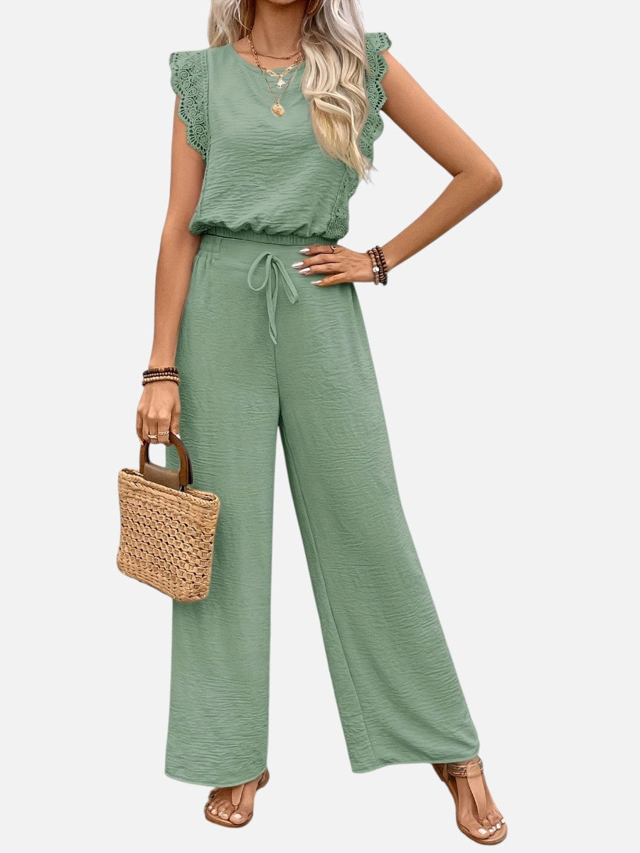 Women's Casual Relaxed Top and Wide Leg Trousers Set