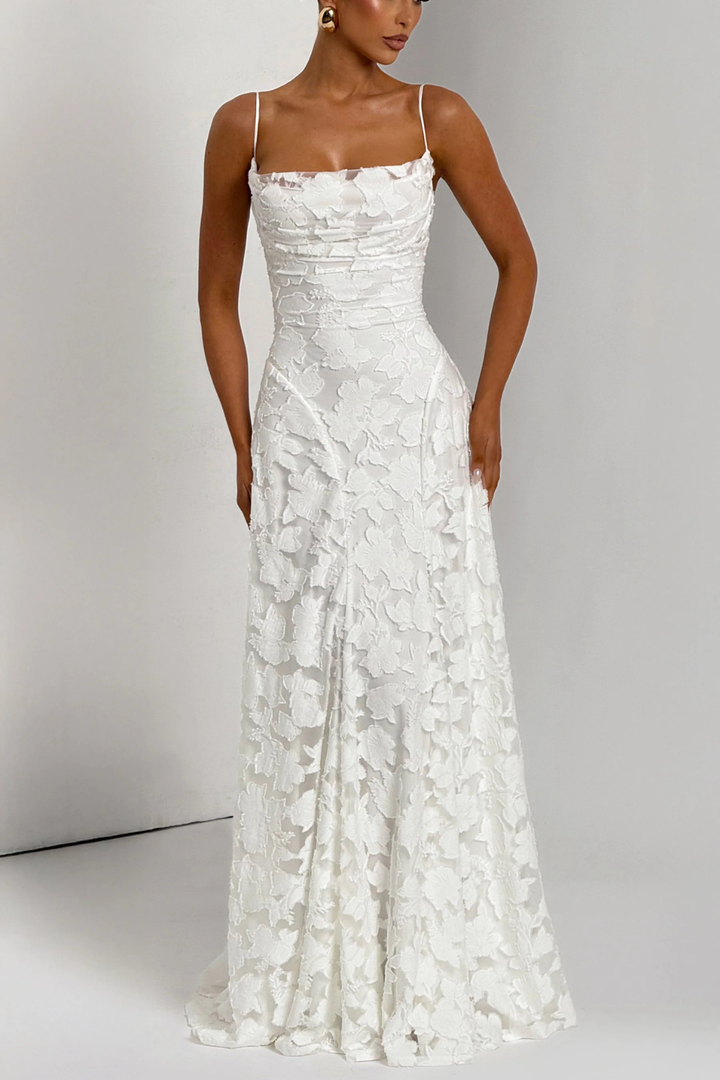 Womens Maxi Dress Brocade Floral Cami Style