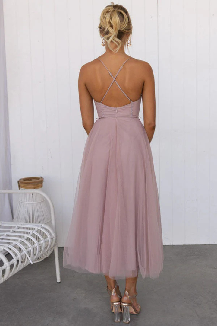 Womens Midi Dress with Corset and Tiered Layers