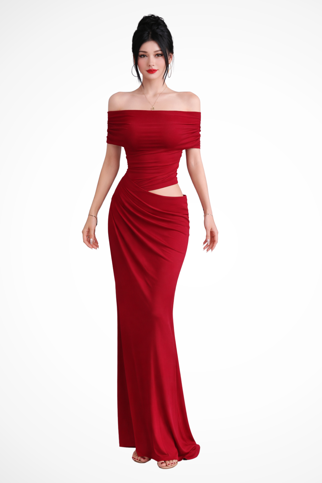 Womens Maxi Dress Ruched Off Shoulder - Clovrio