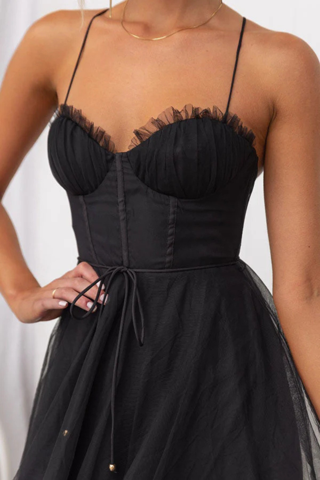 Womens Midi Dress with Corset and Tiered Layers