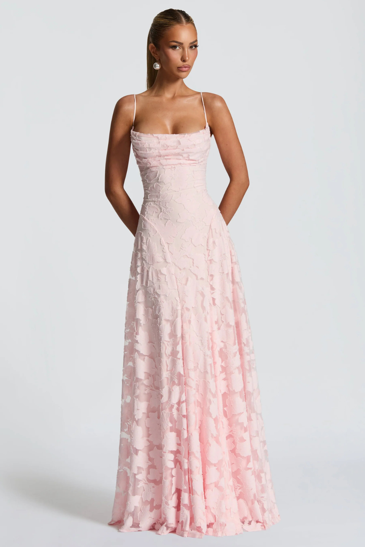Womens Maxi Dress Brocade Floral Cami Style