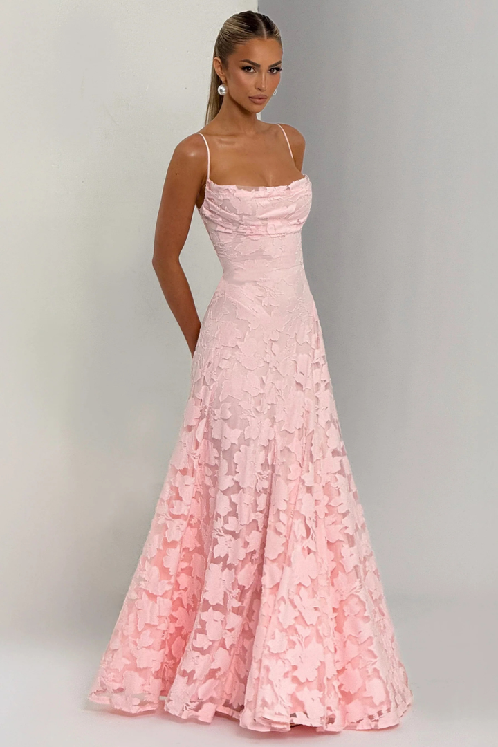 Womens Maxi Dress Brocade Floral Cami Style
