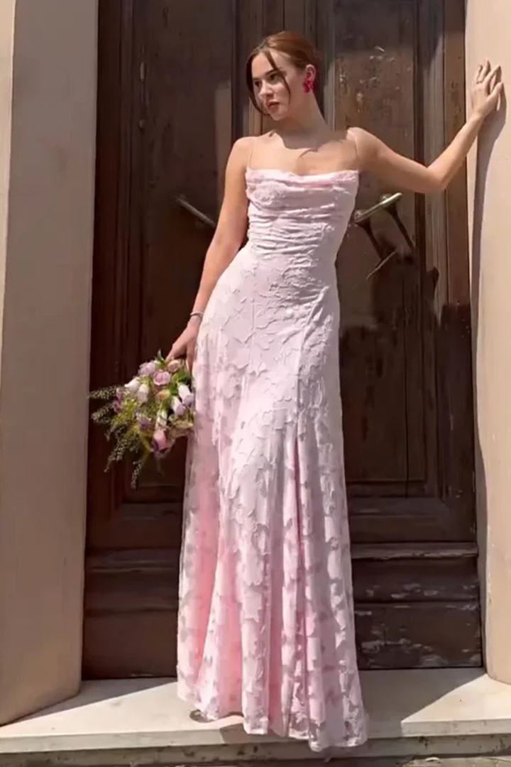 Womens Maxi Dress Jacquard Floral Lace-Up
