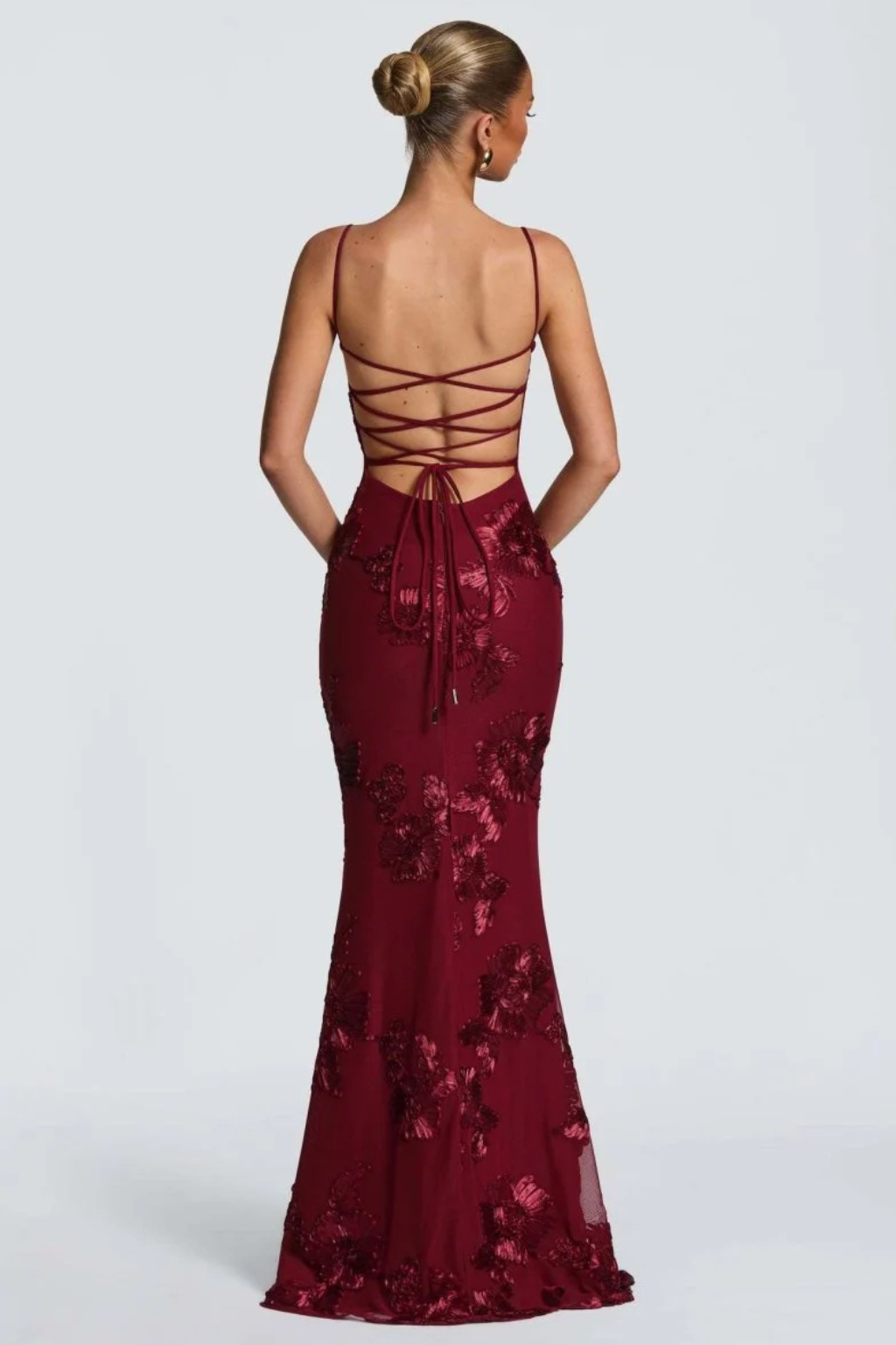 Womens Maxi Dress with Embroidered Floral Corset