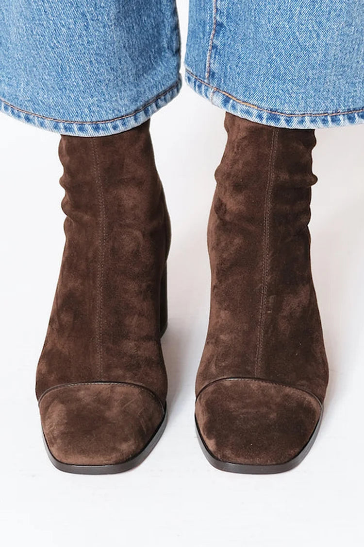 Women's Stylish Suede Heeled Ankle Boots