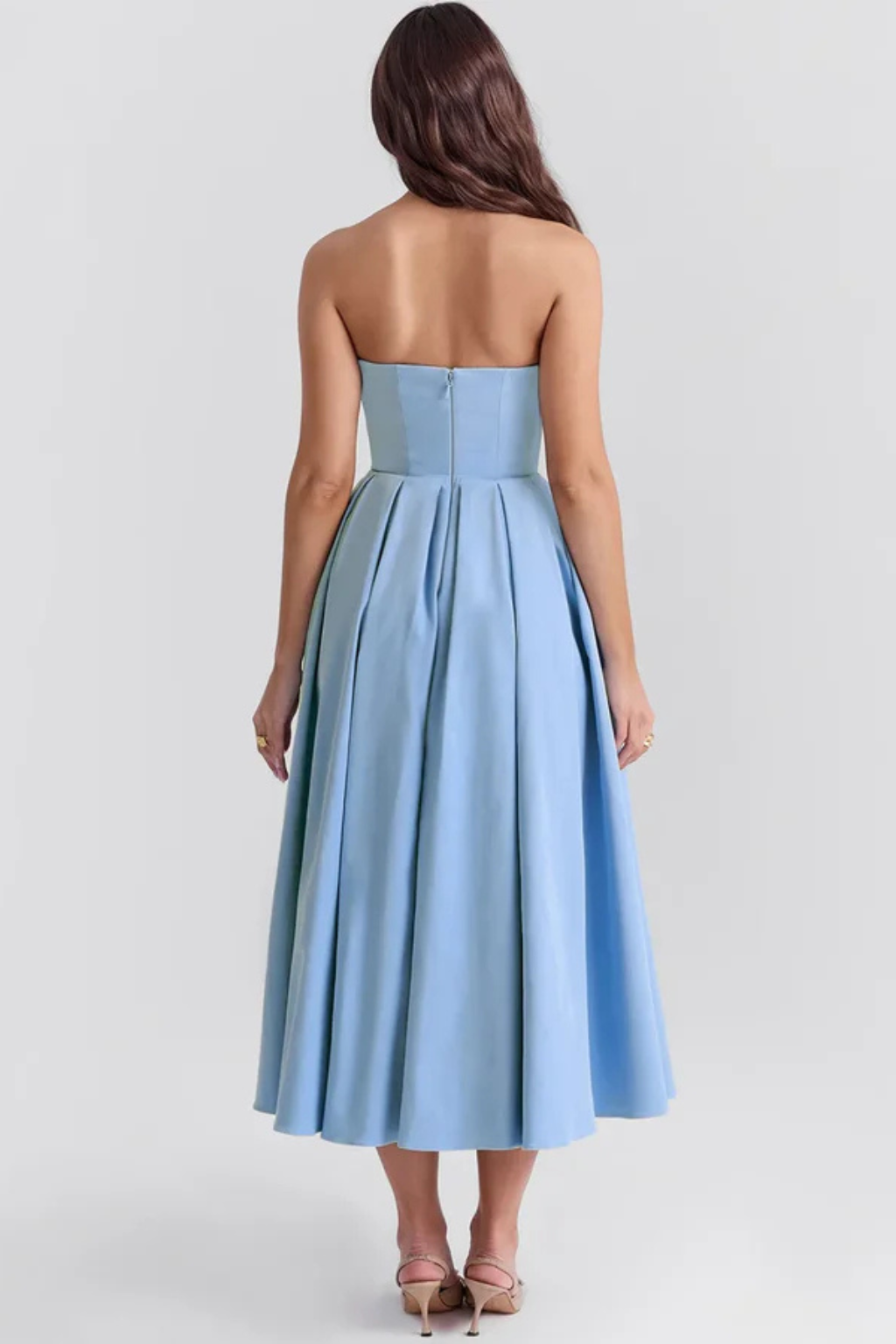 Siopie Women's Strapless Corset Flared Midi Dress