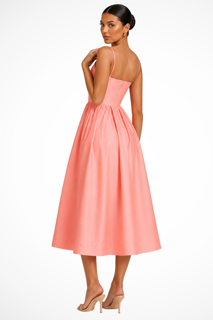 Women's Square Neck Flared Cami Midi Dress – Siopie