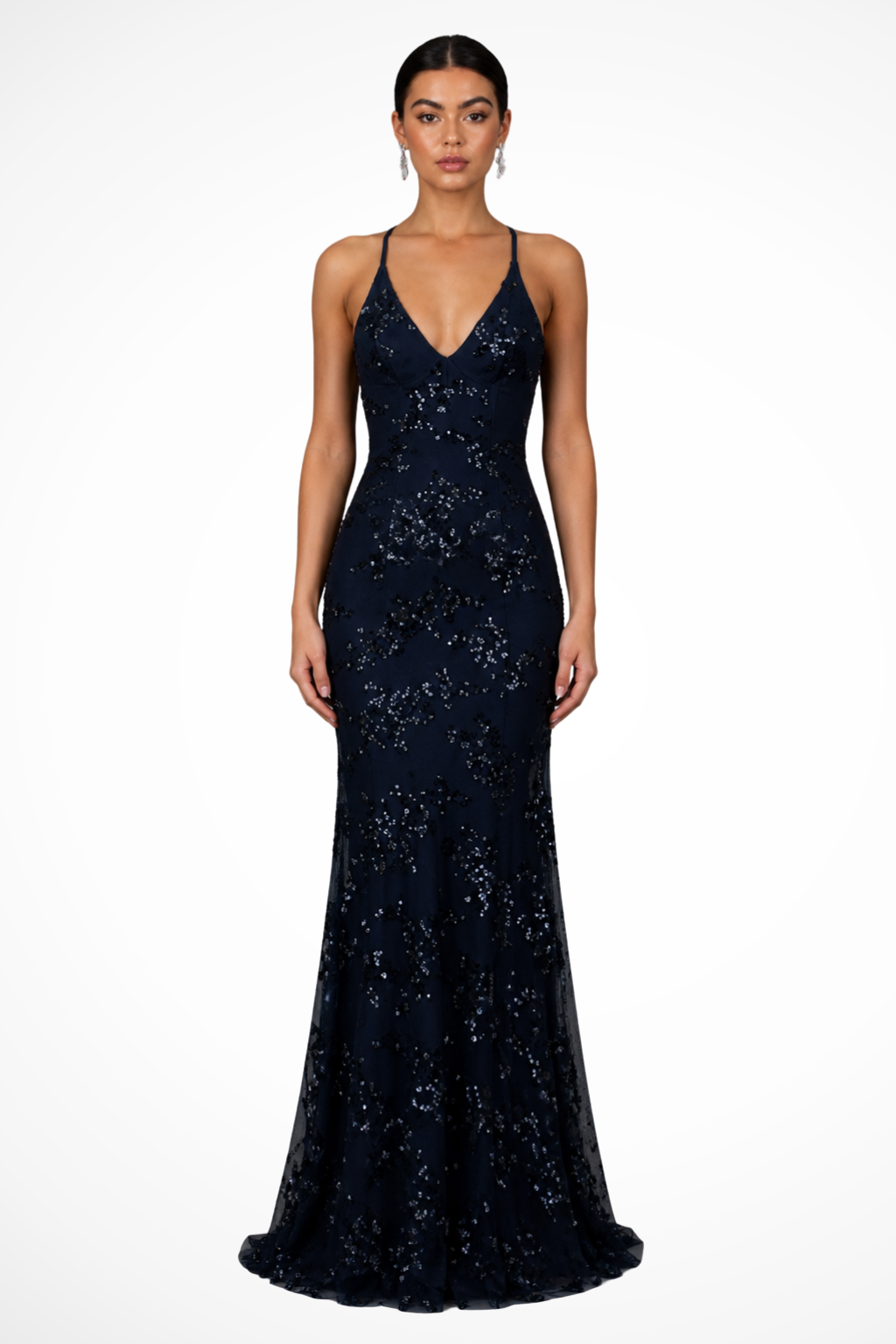 Womens Maxi Dress with V-Neck and Sequin Detail - Clovrio