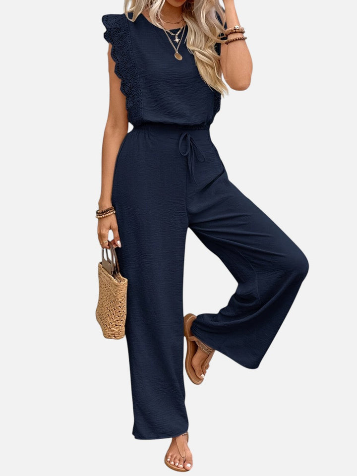 Women's Casual Relaxed Top and Wide Leg Trousers Set