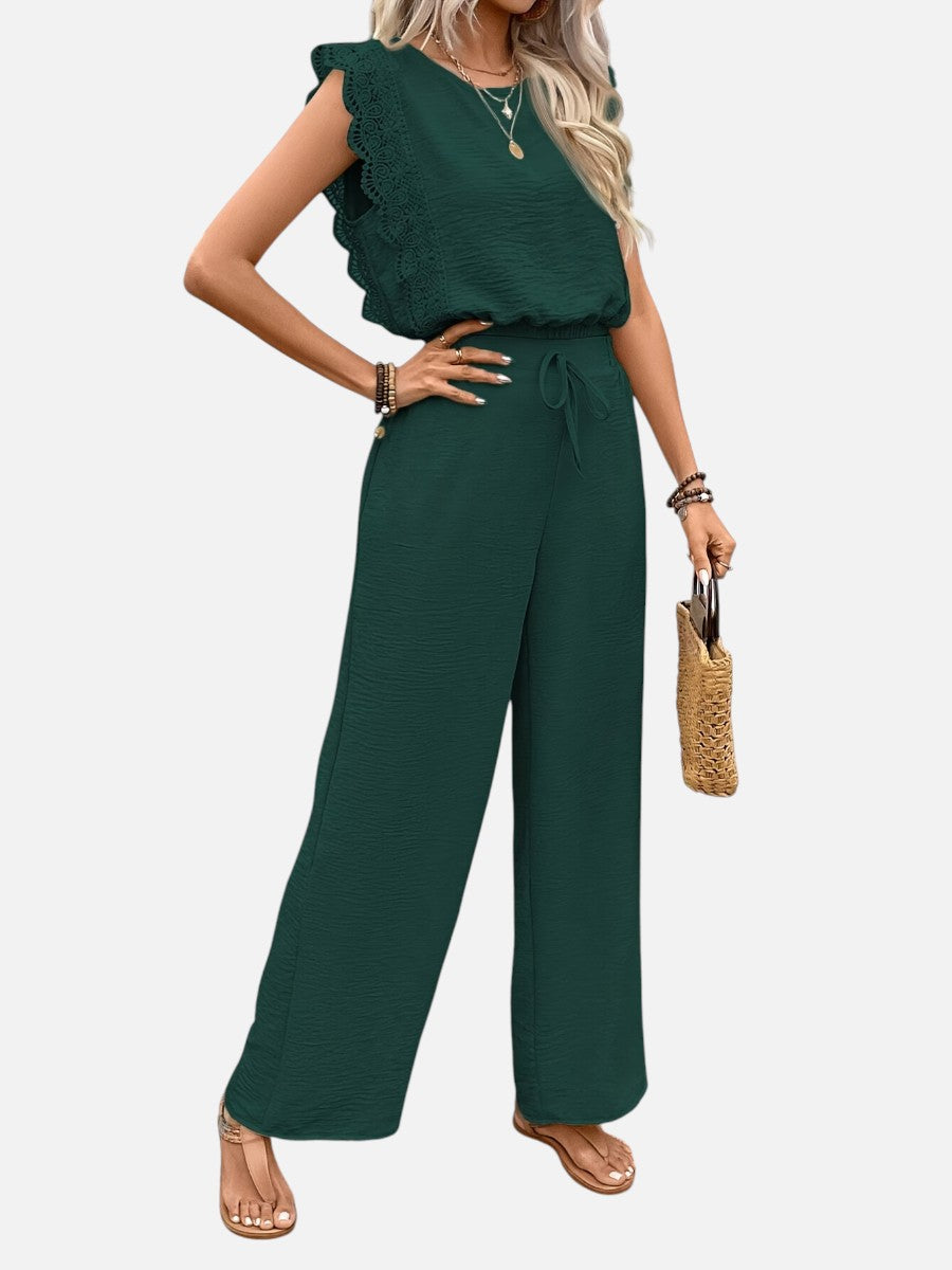 Women's Casual Relaxed Top and Wide Leg Trousers Set