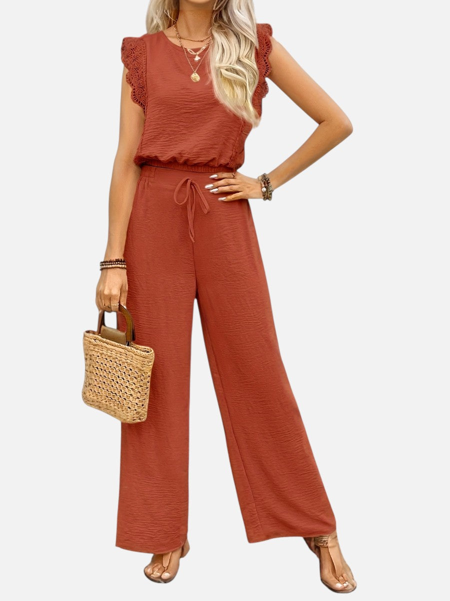Women's Casual Relaxed Top and Wide Leg Trousers Set