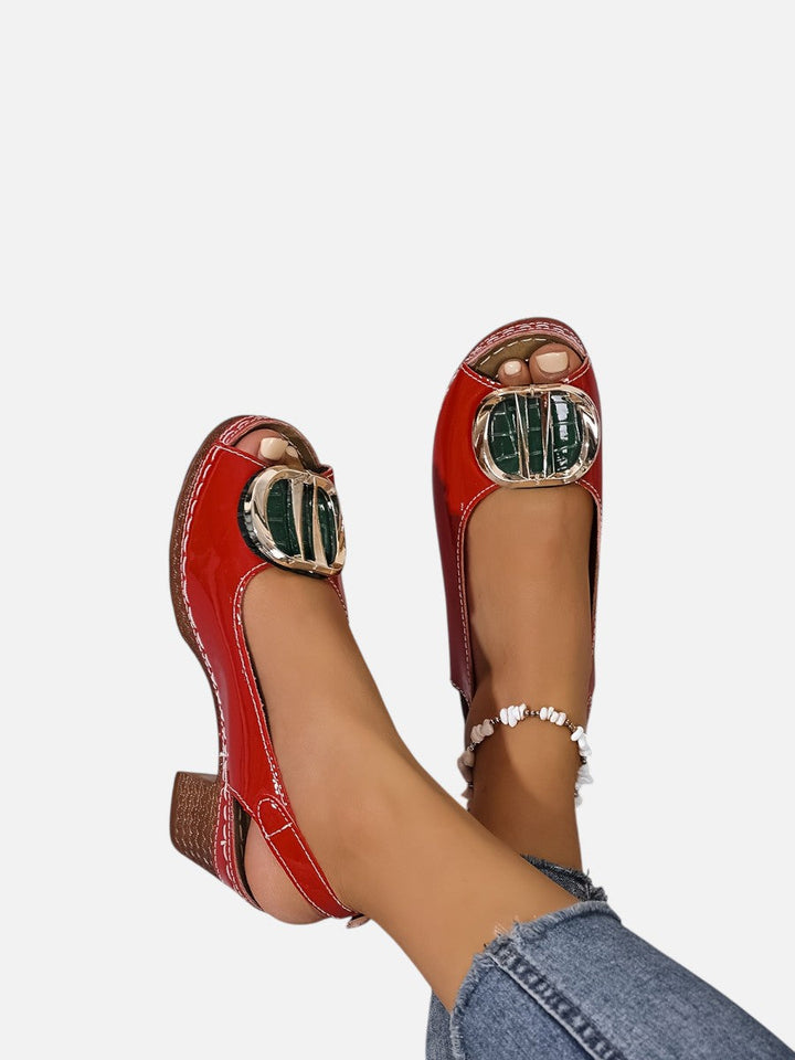 Women's Stylish Glossy Leather Strap Heels