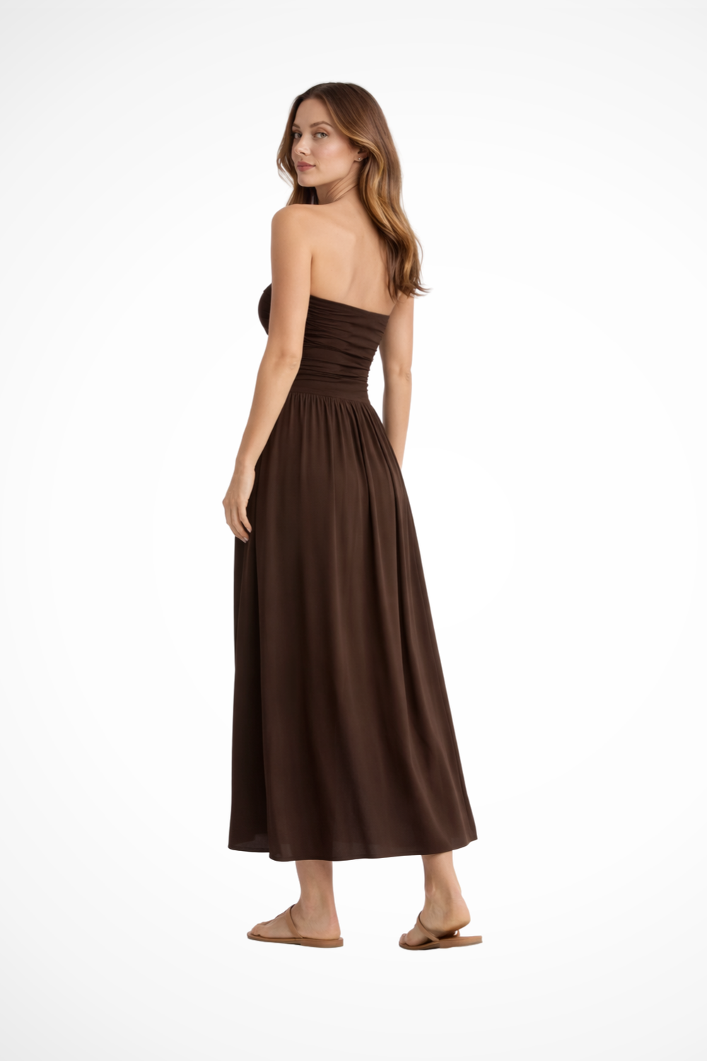Siopie Women's Strapless Pleated Maxi Dress
