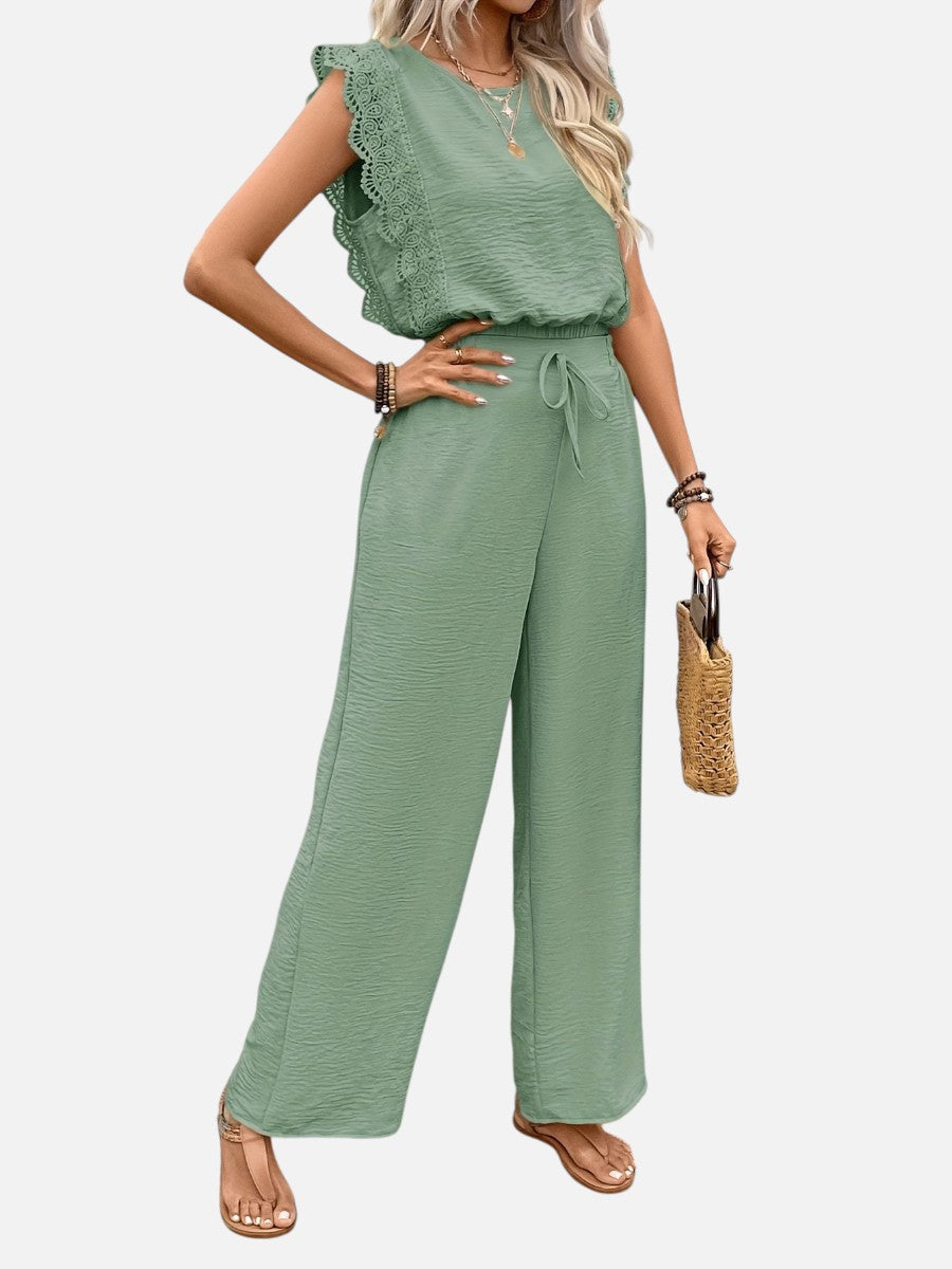 Women's Casual Relaxed Top and Wide Leg Trousers Set