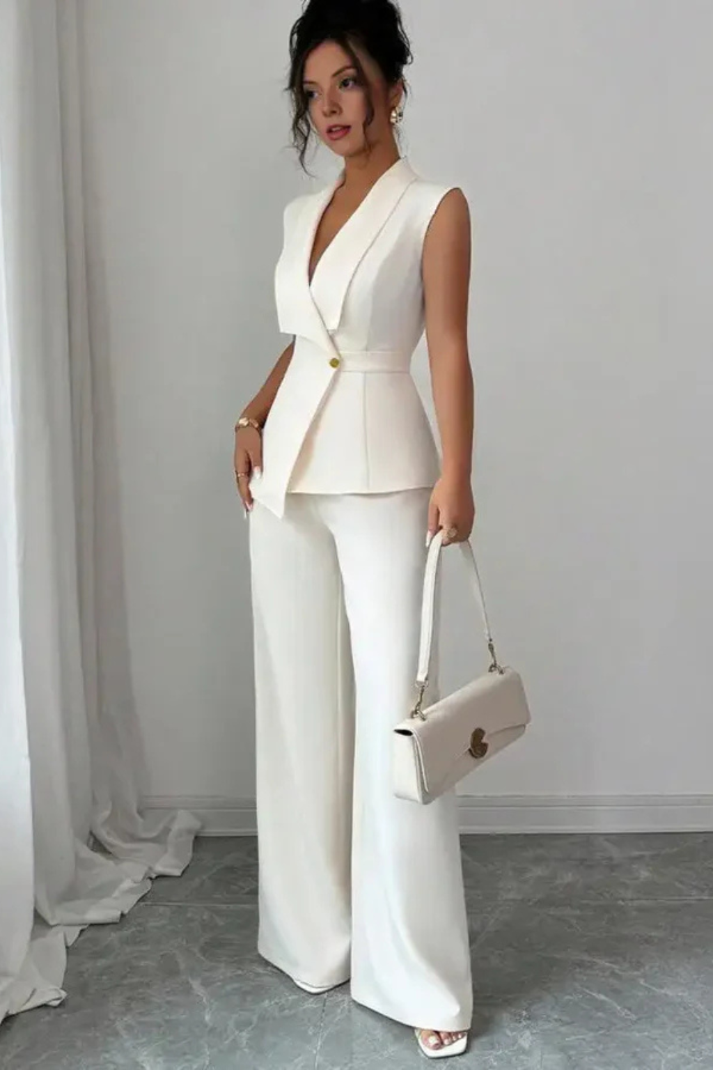 Siopie Women's Sleeveless Blazer Trouser Suit
