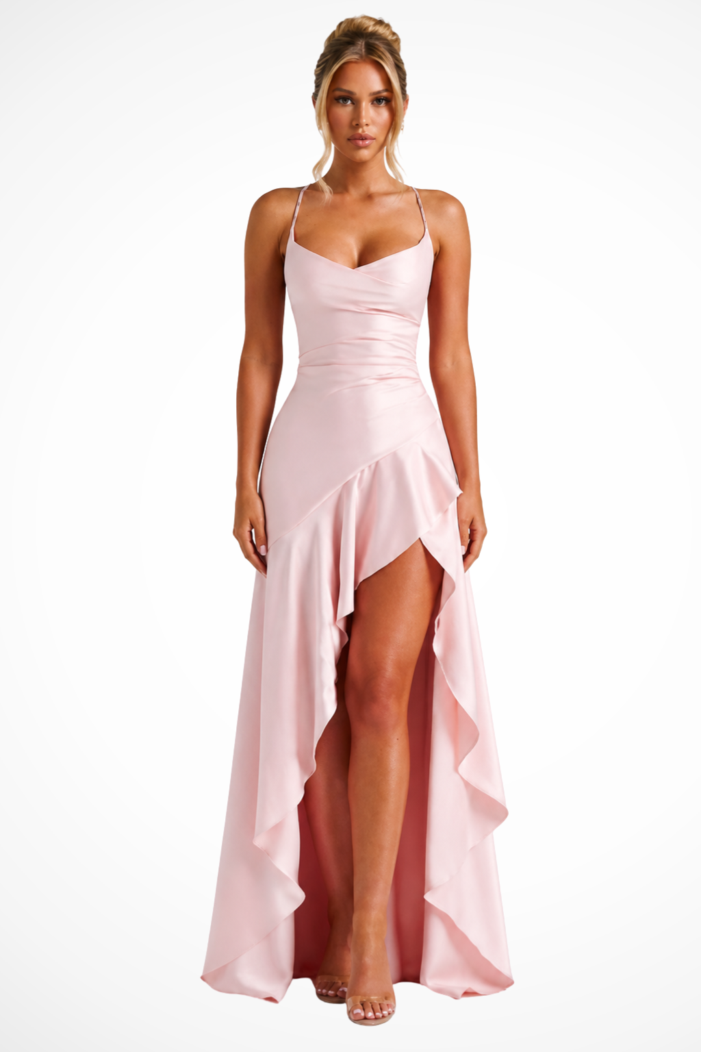 Womens Maxi Dress Satin Slip Cowl Neck