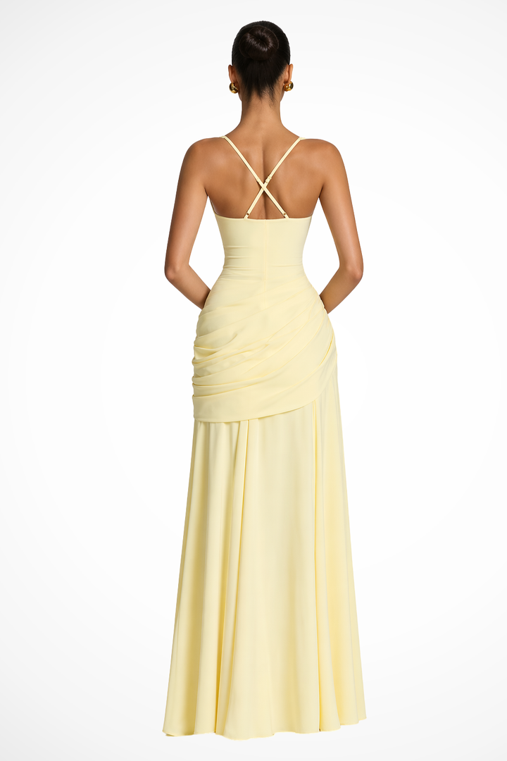 Siopie Women's Square Neck Ruched Maxi Dress