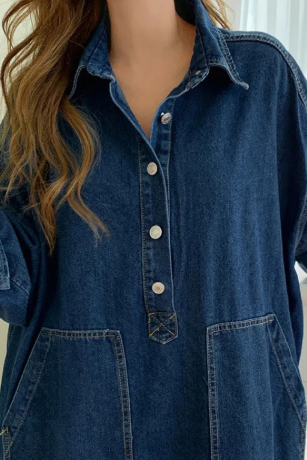 Siopie Women's Oversized Denim Maxi Dress with Pockets