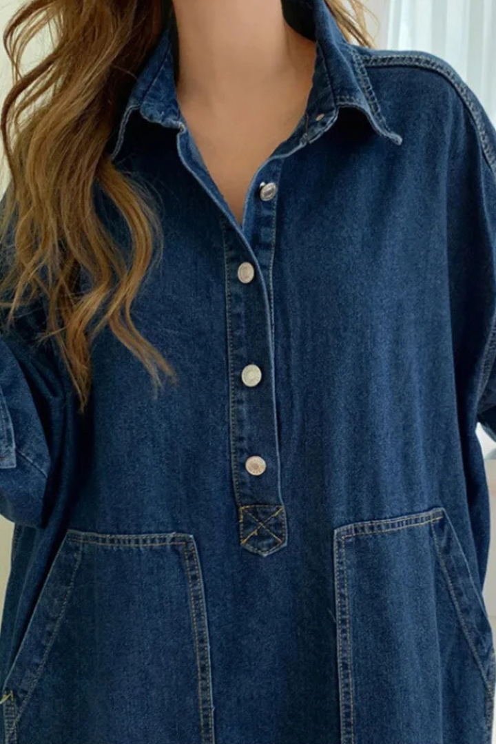 Siopie Women's Oversized Denim Maxi Dress with Pockets