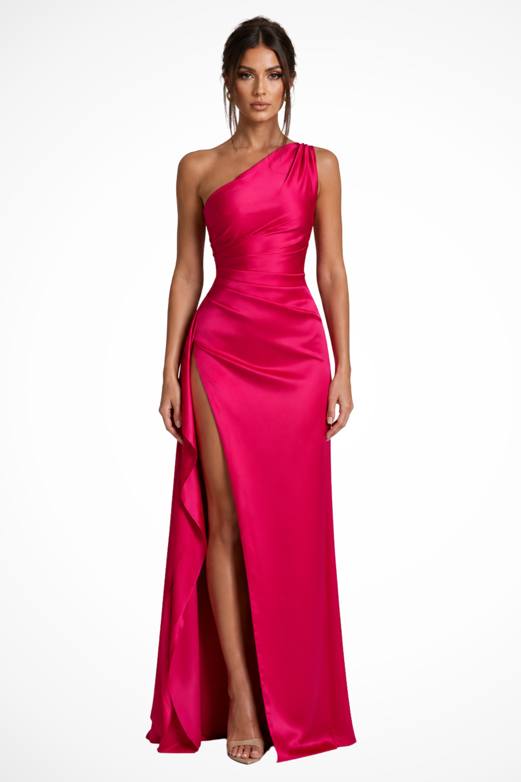 Womens Maxi Dress One Shoulder Side Slit