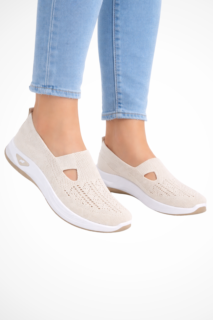 Siopie Women's Slip On Casual Trainers in Beige