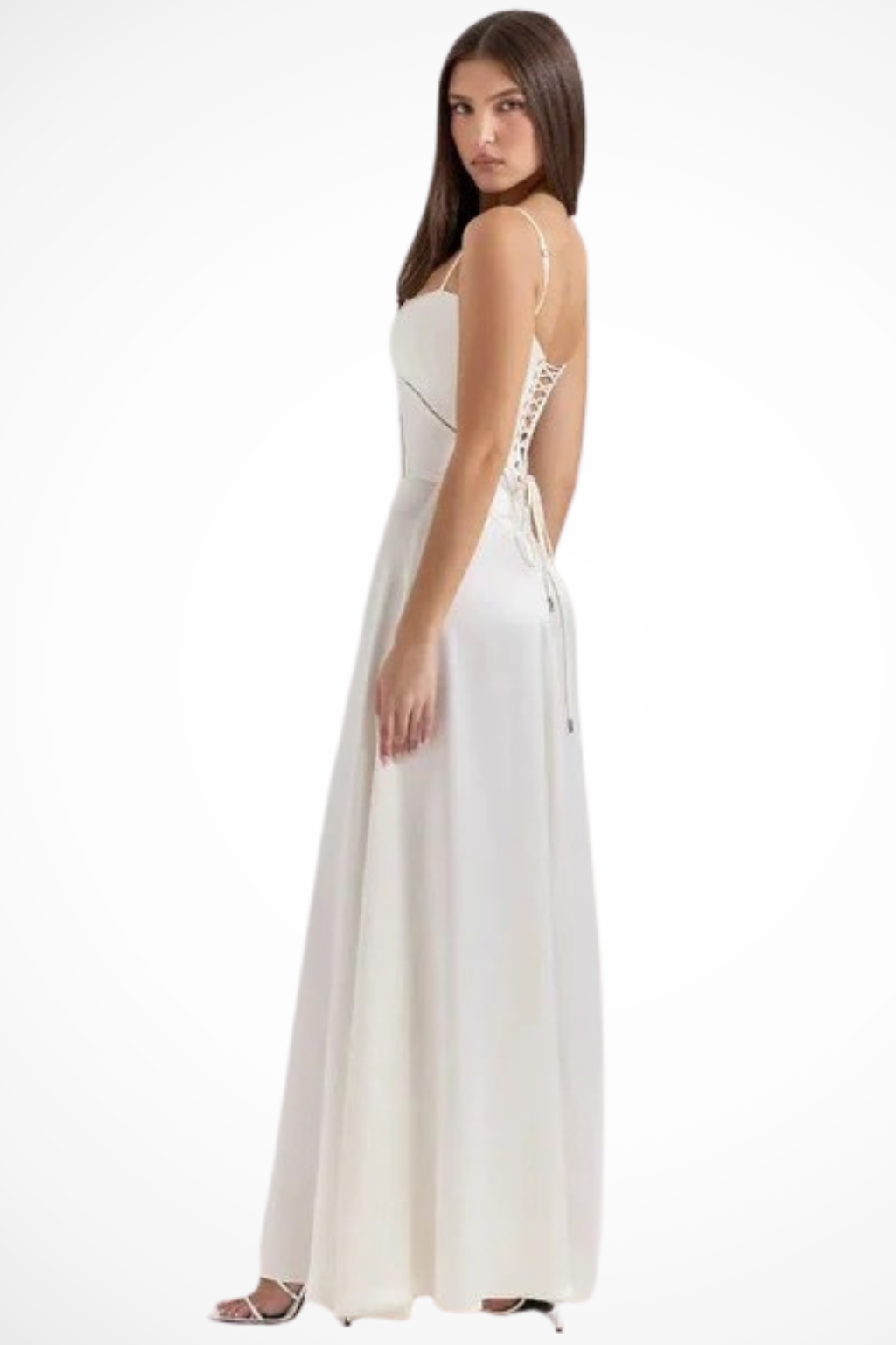 Womens Satin Corset Maxi Dress Fitted Style