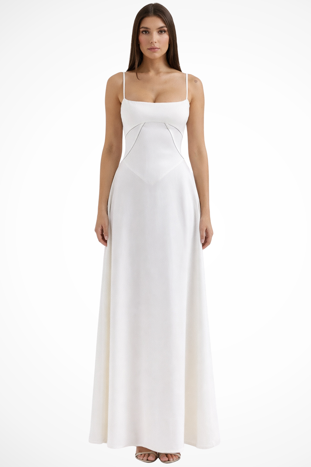 Womens Satin Corset Maxi Dress Fitted Style