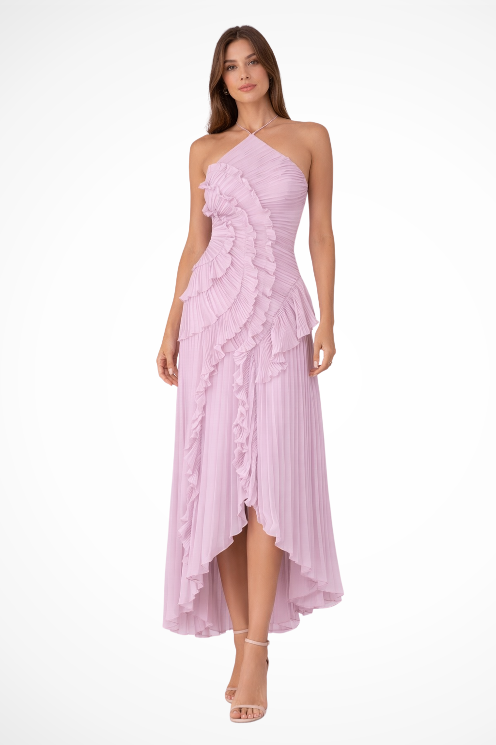 Siopie Women's Flowing Backless Halter Maxi Dress in Purple