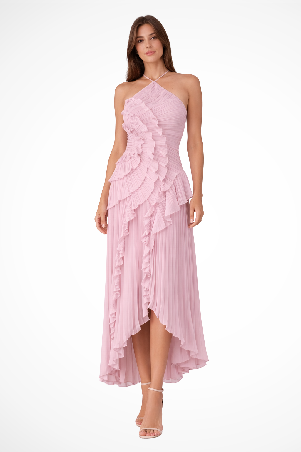 Womens Maxi Dress Halter Neck Flowing Backless - Clovrio