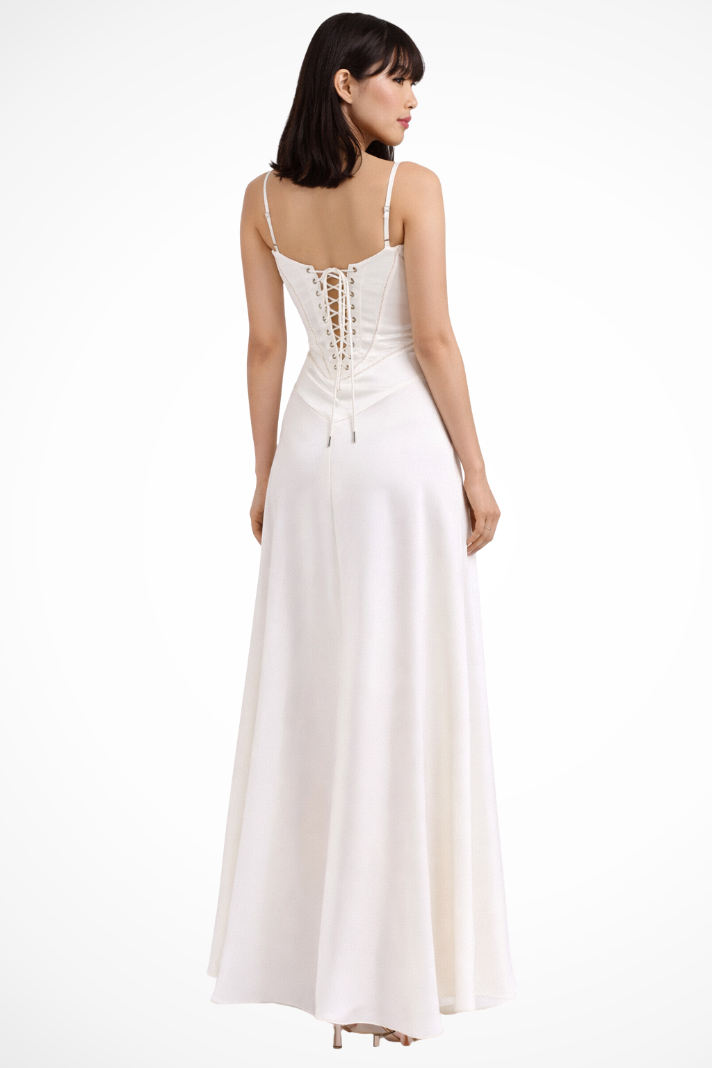Womens Satin Corset Maxi Dress Fitted Style