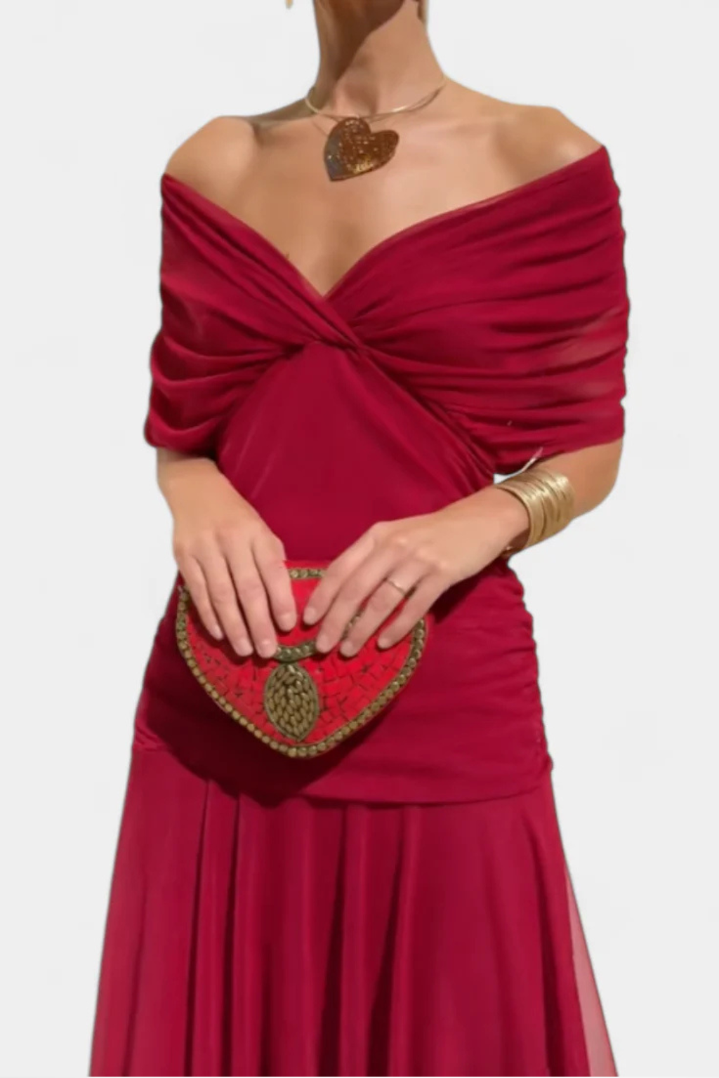 Siopie Women's Off Shoulder Pleated Midi Dress