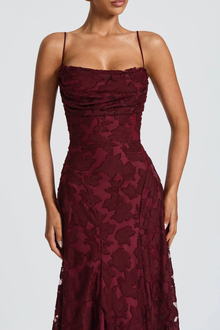 Womens Maxi Dress Brocade Floral Cami Style