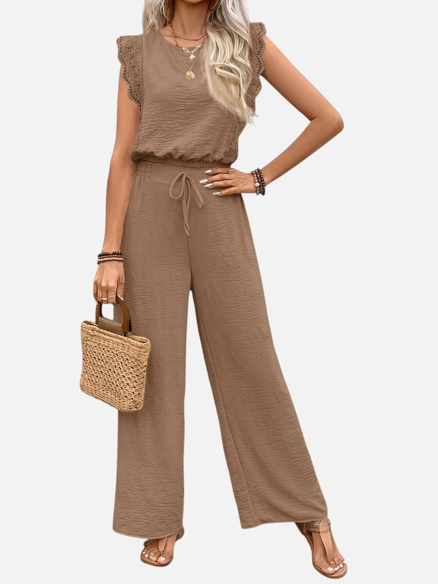 Women's Casual Relaxed Top and Wide Leg Trousers Set