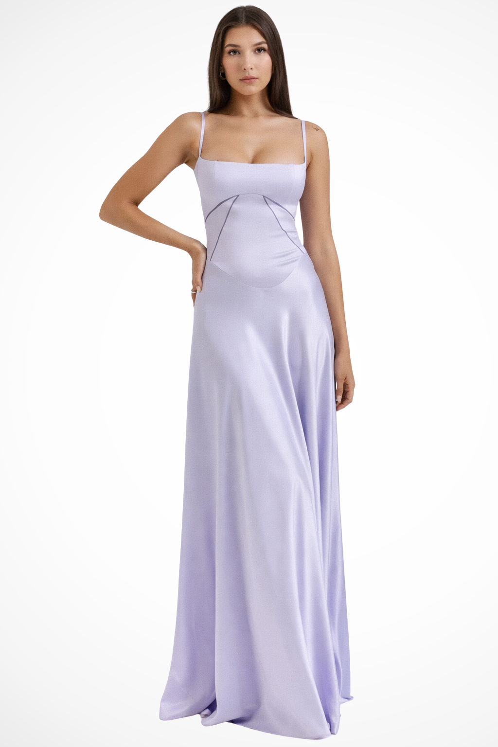 Womens Satin Corset Maxi Dress Fitted Style