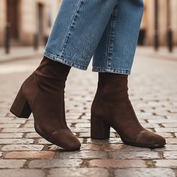 Women's Stylish Suede Heeled Ankle Boots