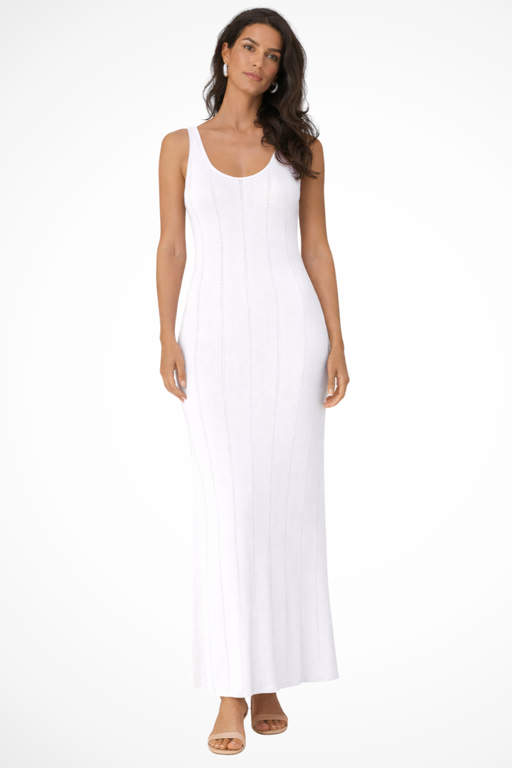 Siopie Women's Sleeveless Knit Maxi Dress in White