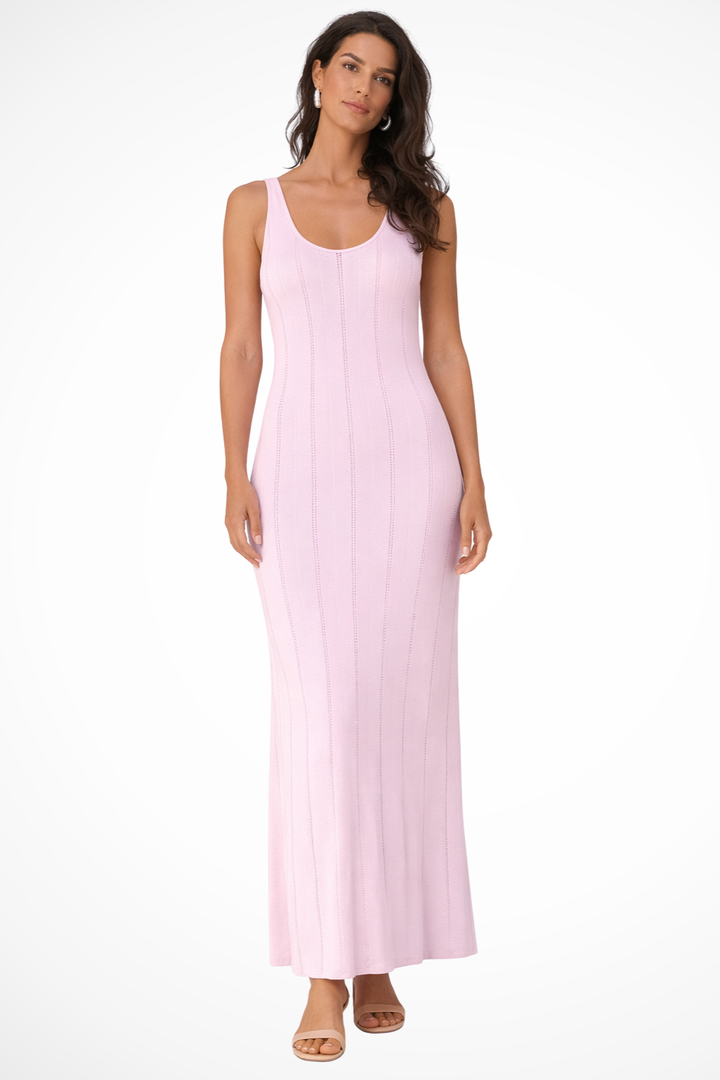 Siopie Women's Sleeveless Knit Maxi Dress in Pink