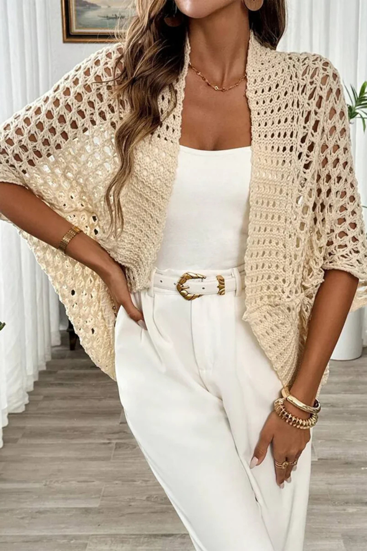 Siopie Women's Short Sleeve Crochet Cardigan