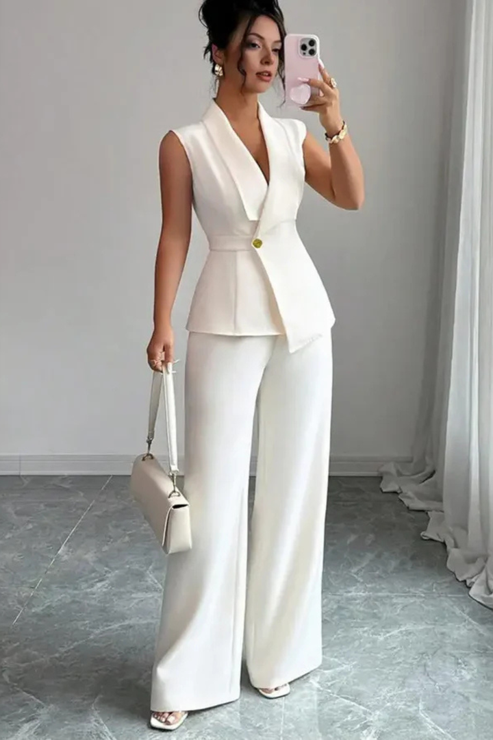 Siopie Women's Sleeveless Blazer Trouser Suit