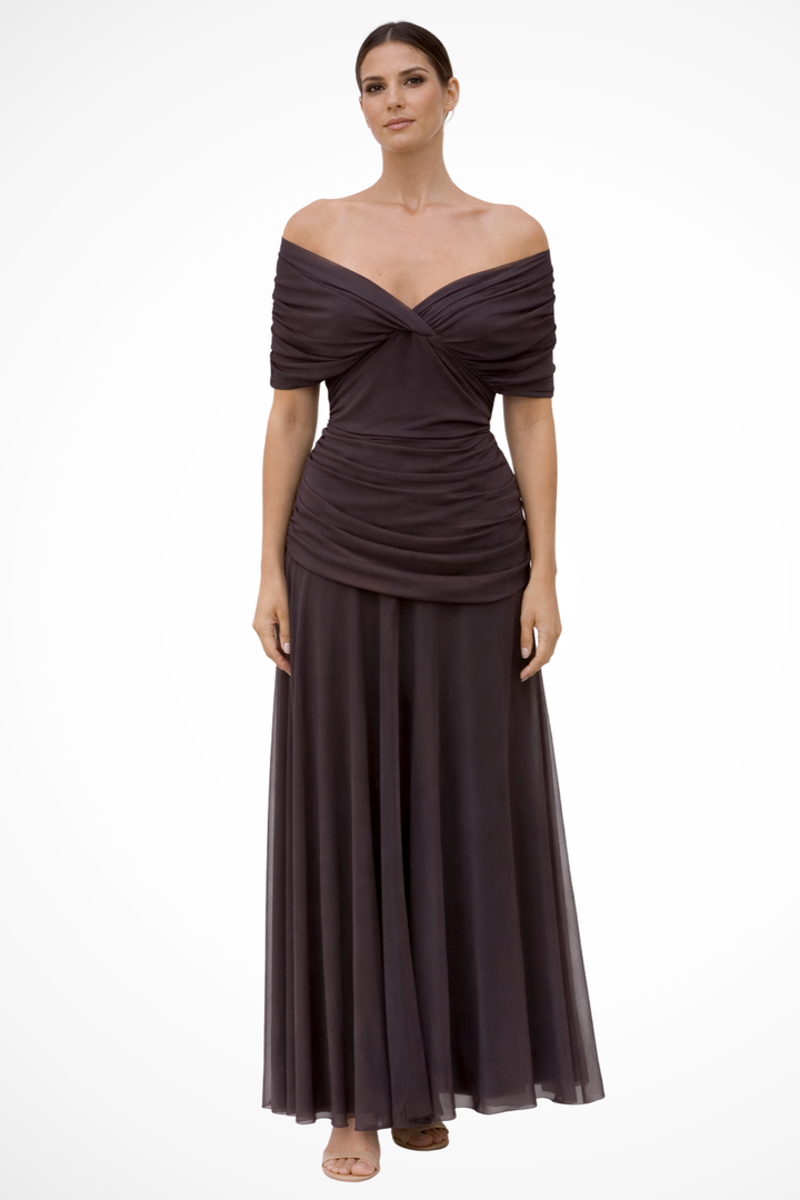 Womens Midi Dress Pleated Off Shoulder - Clovrio