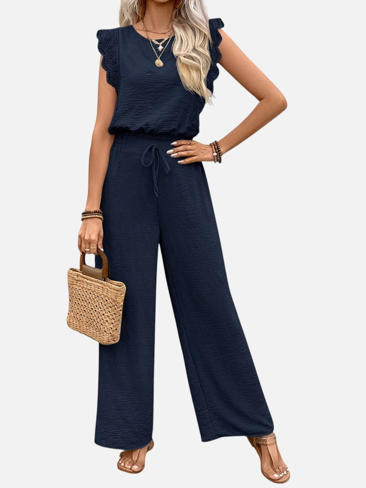 Women's Casual Relaxed Top and Wide Leg Trousers Set