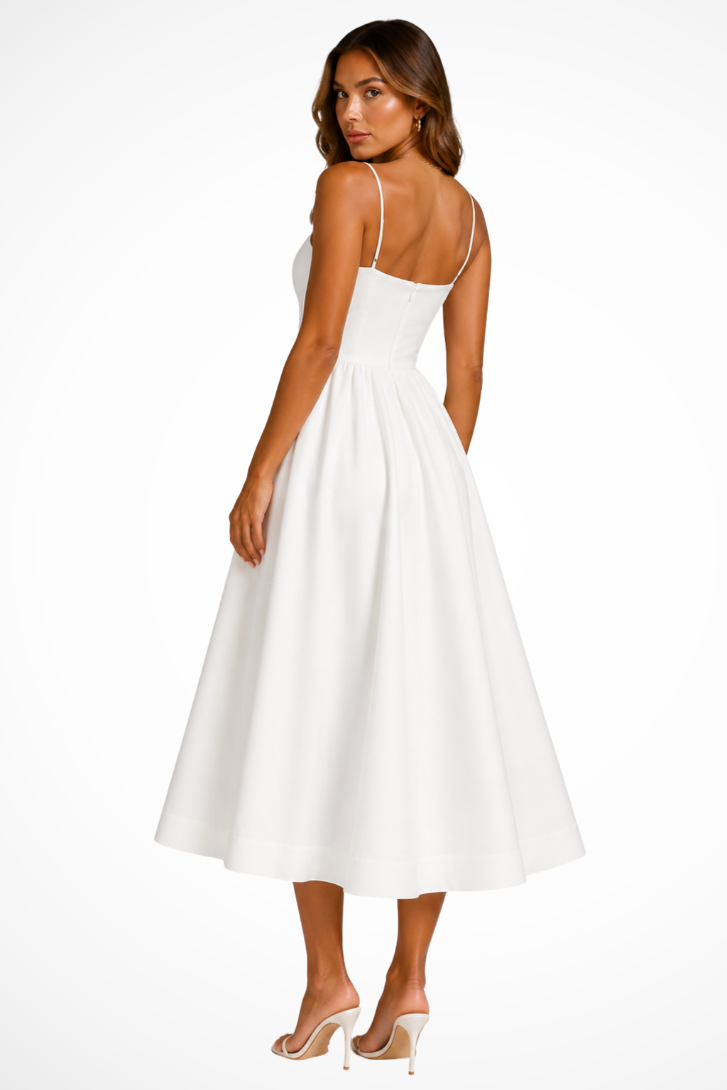 Women's Square Neck Flared Cami Midi Dress – Siopie