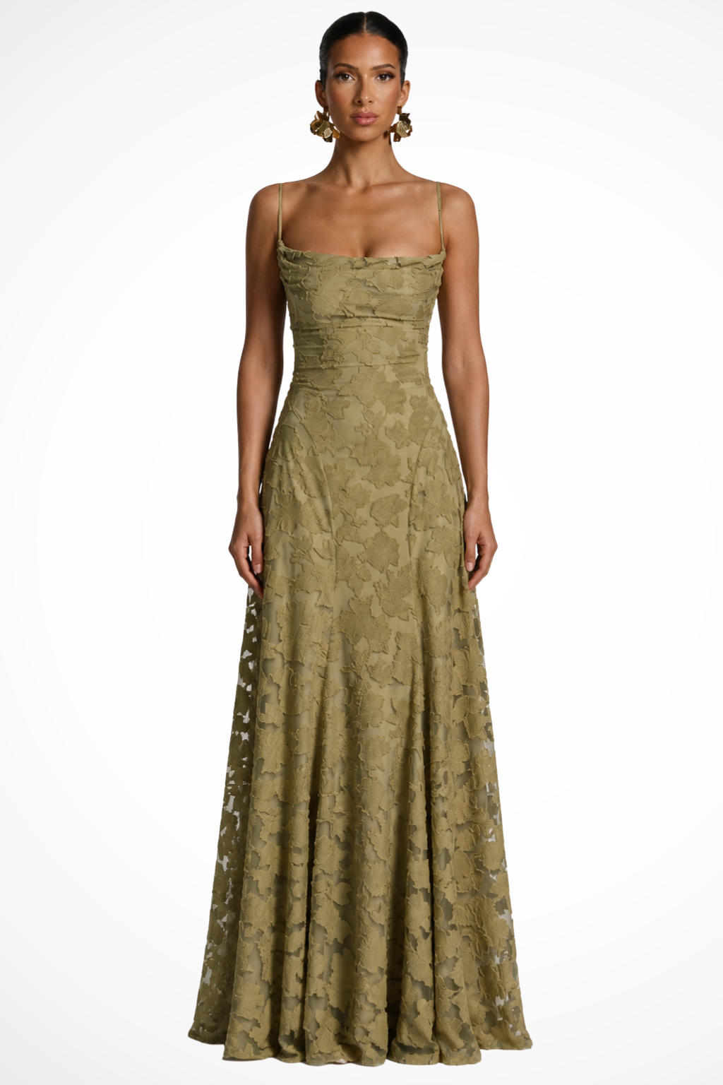 Womens Maxi Dress Brocade Floral Cami Style